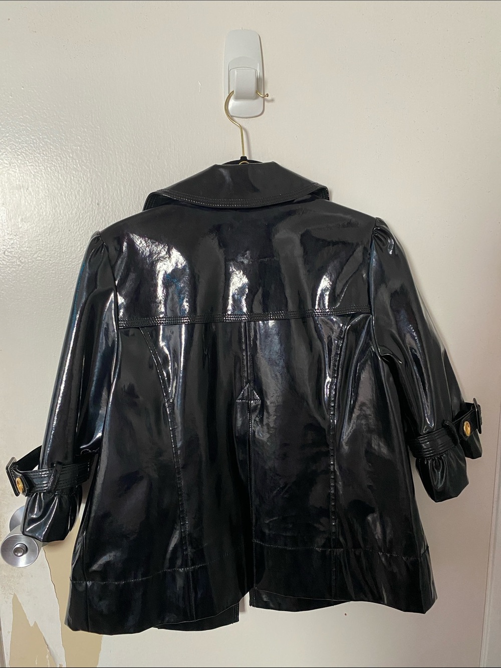 Vintage Juicy Couture Black Patent Double-Breasted Leather Jacket - Picture 4 of 4